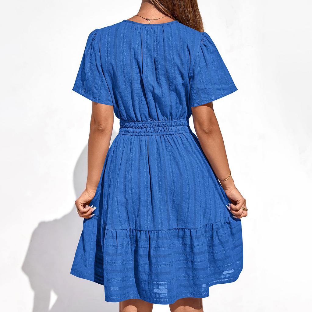 Women's Casual Dresses V Neck Short Sleeve Dress