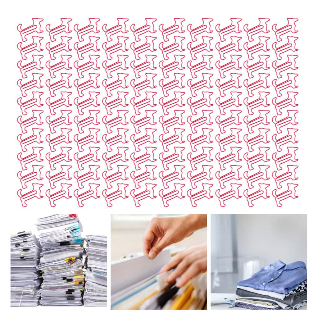 100pcs Dog Shape Paper Clips Creatively Cute Plated Metal Bookmark Paper Clips for Students Stationery