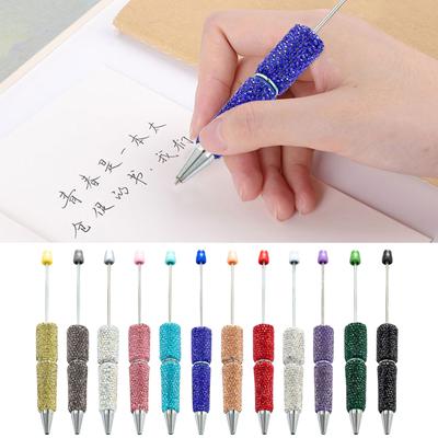 4 Pcs Rhinestones Bead Pen Beadable Ballpoint Pen Smooth Writing Pen 1.0mm Signature Pen Rollerball Pen School Supplies
