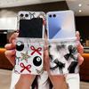 Pink Black Bowknot Pattern Phone Case For Samsung Galaxy Z Flip 7 FE 6 5 4 3 5G Folding Hard PC Clear Cover For Samsung Z Flip7