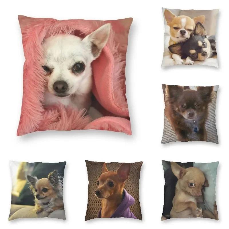 Personalized Chilly Chihuahua Square Pillow Case Home Decorative Pet Dog Cushions Throw Pillow for Car Double-sided Printing