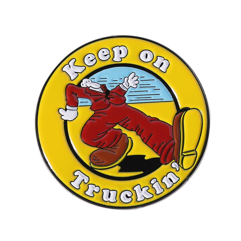 

Keep On Truckin’ Comic Characters Enamel Pin Creative Funny Metal Brooch Lapel Backpack Badge Jewelry Gift For Friends