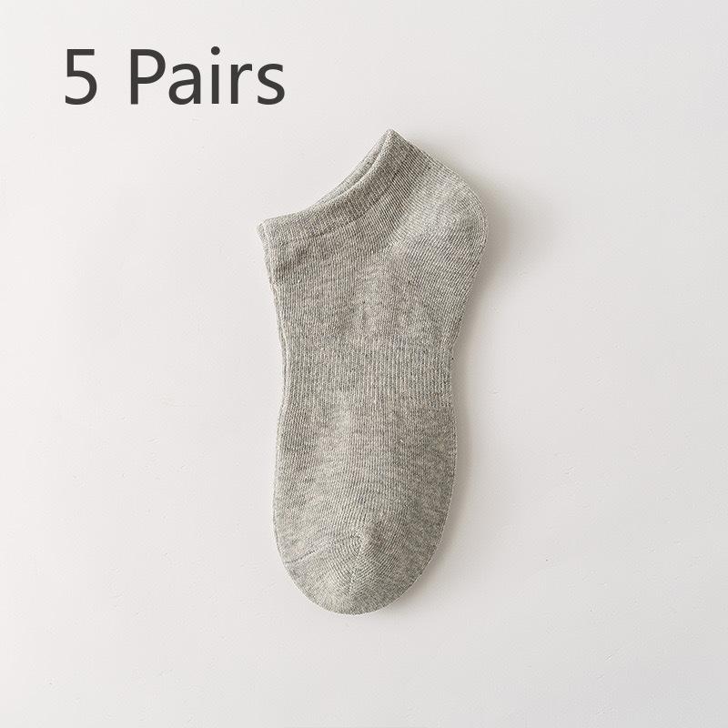 

5 пар мужских летних однотонных хлопковых дезодорирующих дышащих спортивных носков, впитывающих пот 5 Pairs серый
