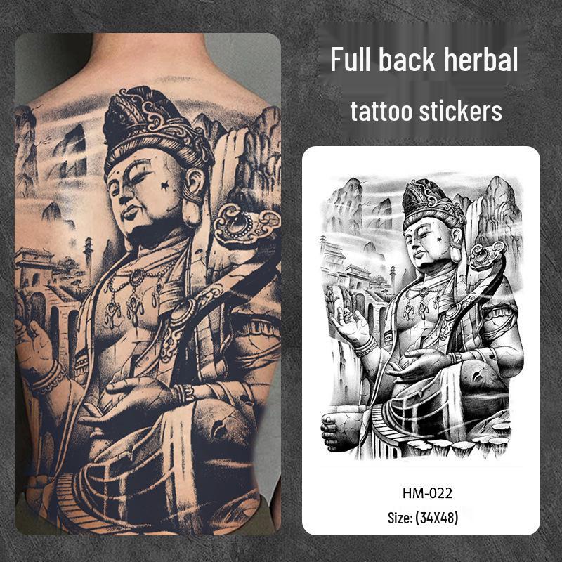 Wasserdichter semi-permanenter Vollrücken-Kräuter-Tattoo-Aufkleber - Langlebiges, realistisches Design für Männer und Frauen