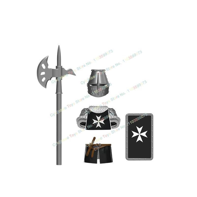 

Medieval War Crusader Figure Temple Sepulchre Teutonic Hospital Heavy Armor Knight Armour Kids Blocks Toys Gift DT8901