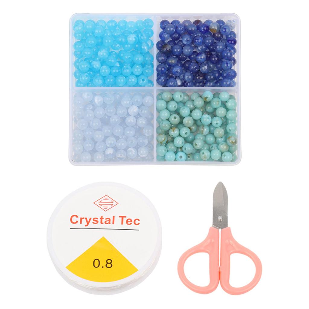 4 Grid Box Mixed Color 6mm 440pcs Acrylic Bead Jewelry Making Kit, Handmade DIY Bracelet Necklace Gift Making