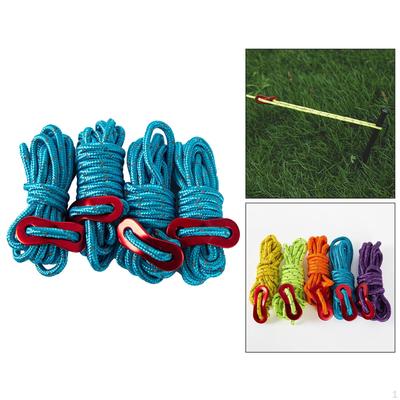 4 Pack 4mm Guyline Tent Ropes Camping Rope Reflective Cord Guy Line Guide for Awning