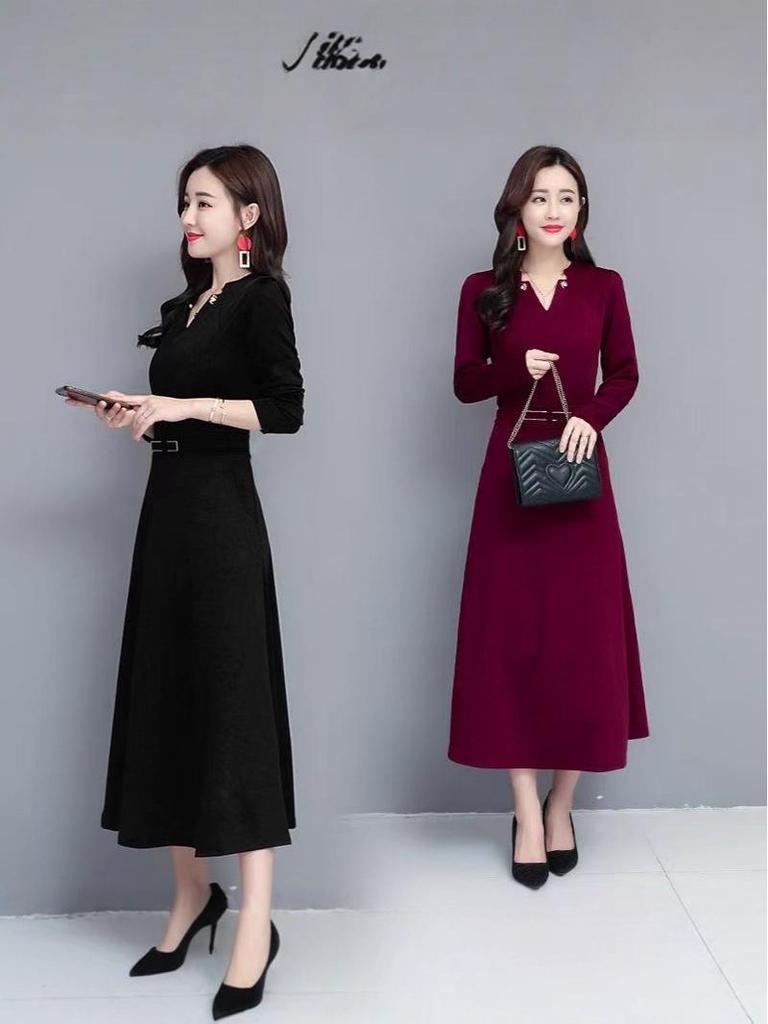 Elegant Women's Spring/Autumn Long Sleeve Wide-Leg Dress