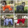Dog Raincoat with Harness Waterproof Jacket for Small Dogs Adjustable Reflective Dog Rain Overalls Four Legged Raincoat Pet Rain 5
