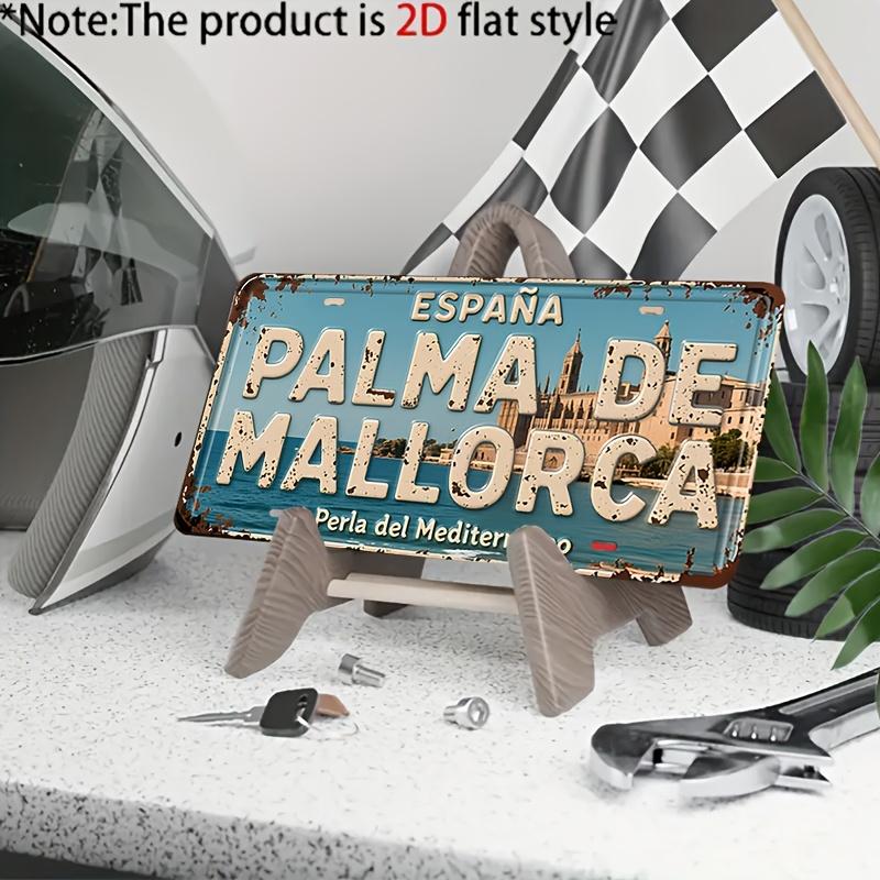 Hisun Tin Sign HD Aluminum Metal Sign Palma De Mallorca Espana Perla Del Mediterraneo Vintage License Plate Style Wall Decor Retro Coastal Ca