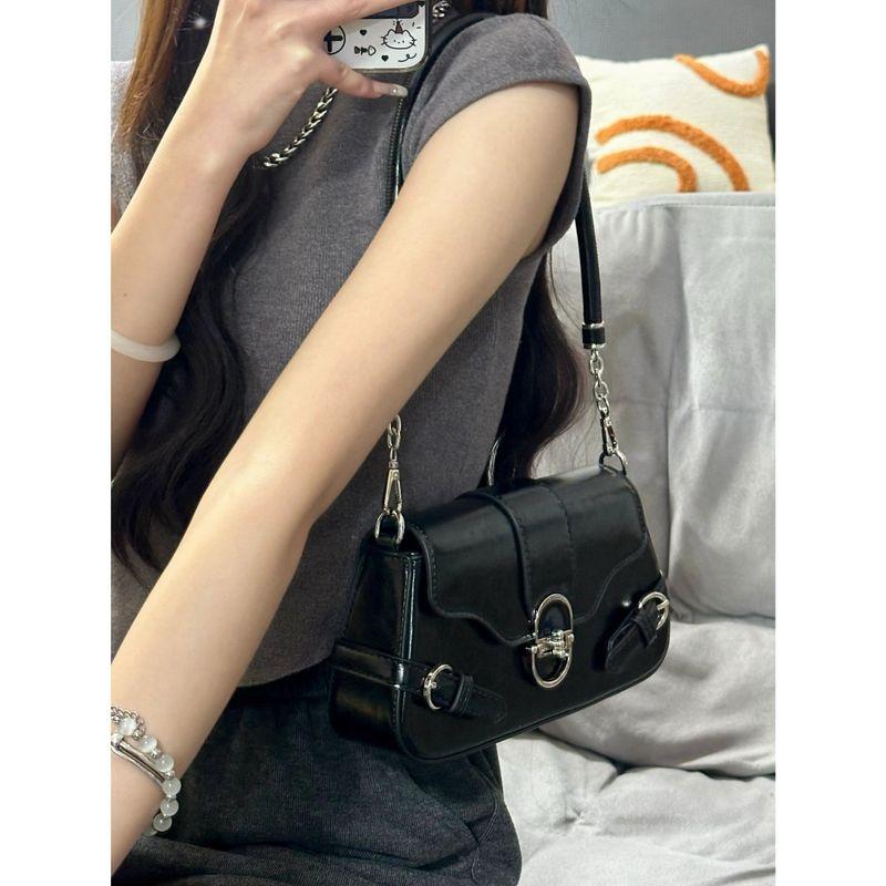 

Oazao Niche Style Bag Female 2025 New Arrival Underarm Bag Retro Shoulder Bag Fancy Fashion Commuter Crossbody Bag Black