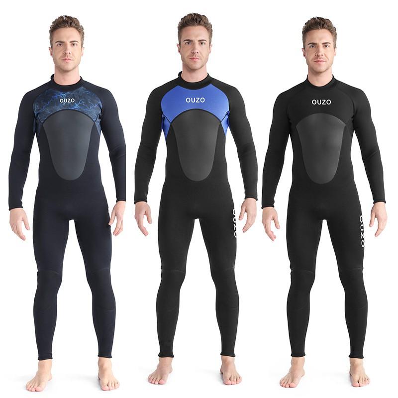 3mm Diving Suit Thickened Swimsuit Snorkeling Surfing Men's Long-sleeved Pants One-piece Wet