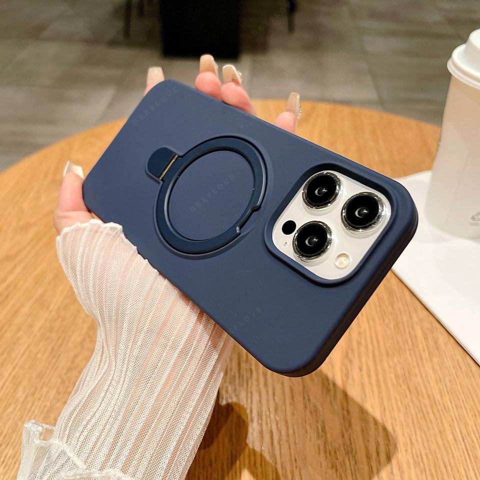 Liduid Silikon Magnetständer Handyhülle Für iPhone 15 14 16 Plus 11 12 13 16 Pro Max Magsafe Ladeschutz Weiche Hülle