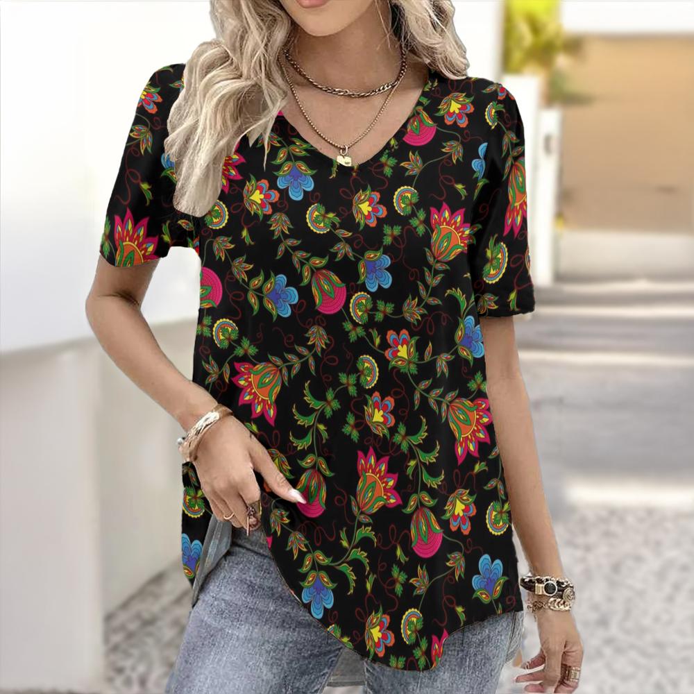 Summer Flower Rose 3D Print T-shirt Women Streetwear Casual T Shirts Y2k Tops Woman Harajuku V-Neck Tees Oversized Clothing