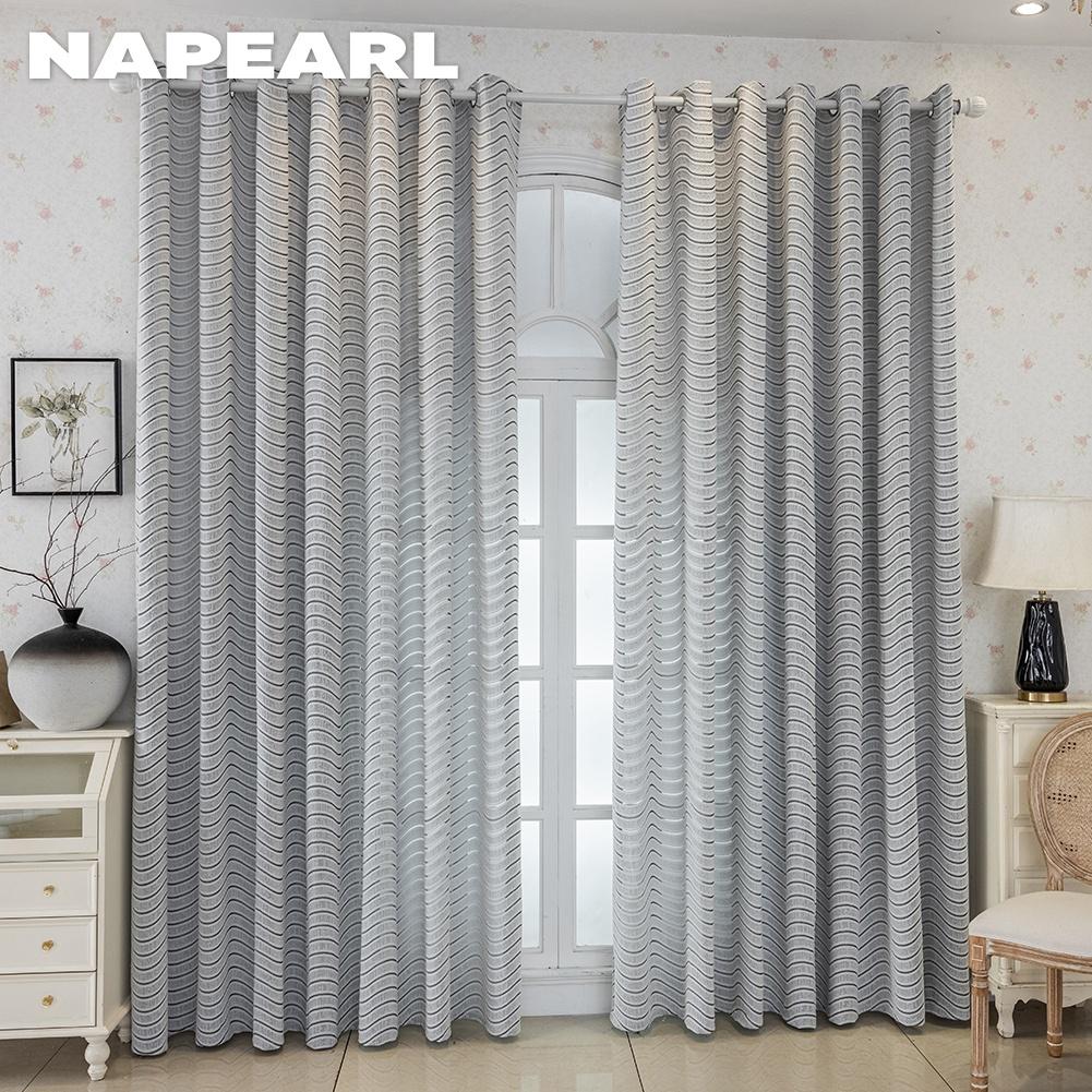 1 STKS NAPEARL Lichtgrijs Golvend Jacquard Gordijn, Eenvoudige Moderne Stijl Transparant Gordijn voor Slaapkamer Woonkamer Huisdecoratie