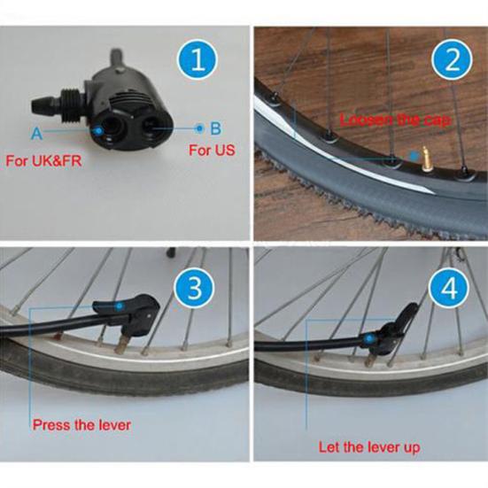 Bicycle Bike Cycle Tyre Tube 3 In 1 Replacement Dual Head Air Pump Adapter Valve