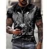 Europe and the United States Selling Viking Tattoo Art T-shirt Men's 3D Printed Round Neck T-shirt Summer Casual Sports Short Sl