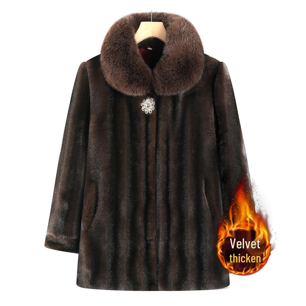 Faux Fur Coat for Women: Grandma Style, Thickened Winter Wear, Mink Velvet for Middle-Aged and Elderly