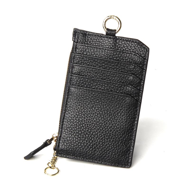 Women's Genuine Leather Card Holder Wallet with Zipper, Multi-Card Slots, Coin Purse, and ID Holder