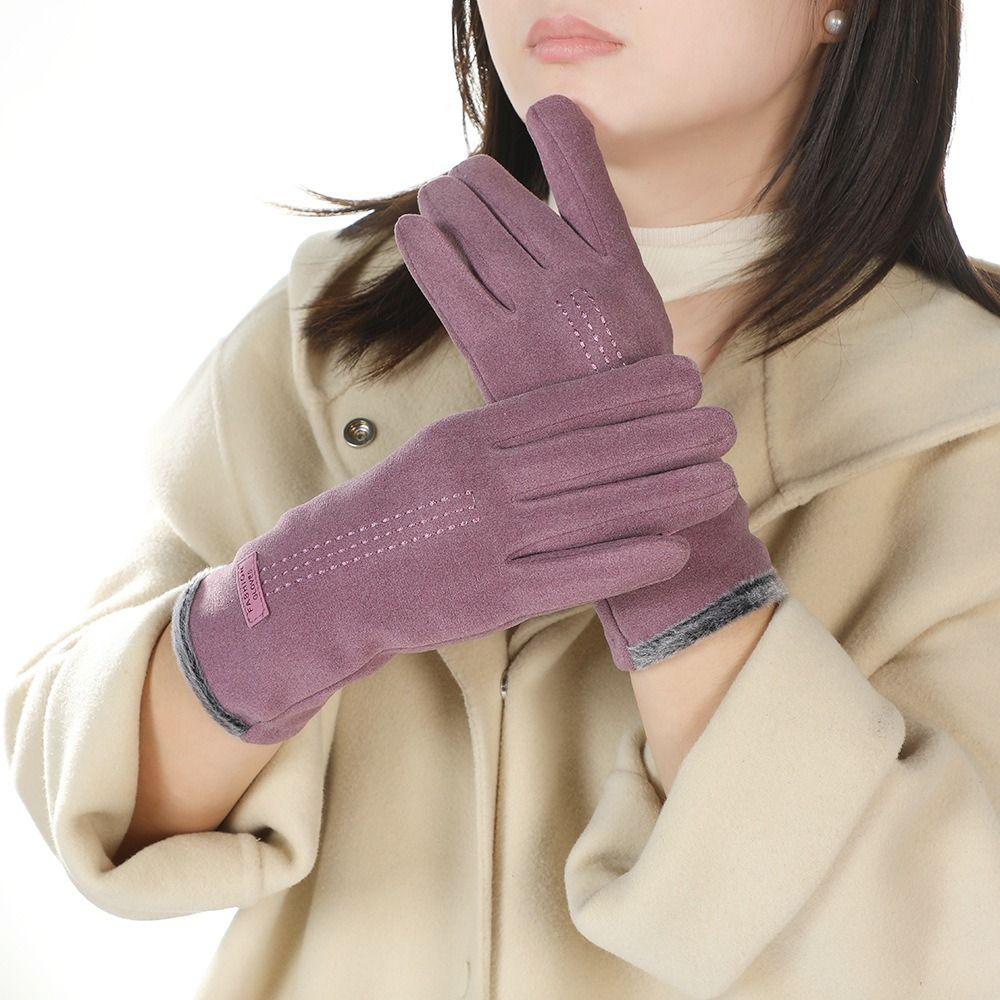 Keep Warm Gloves Solid Color Women Mittens Simple Winter Velvet Gloves Winter