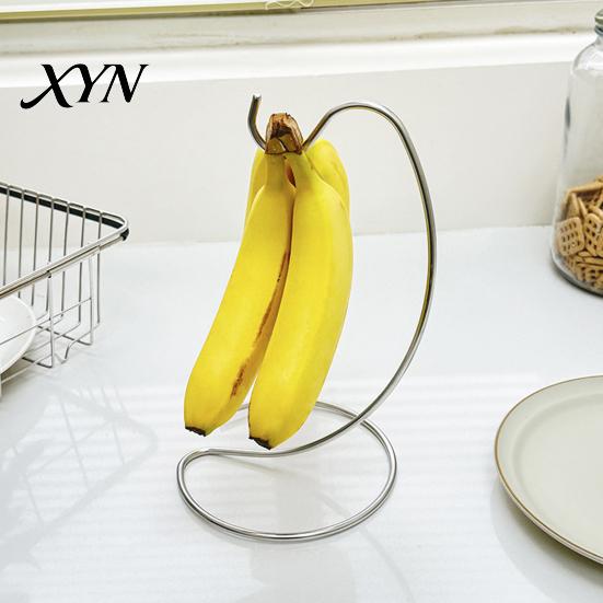 Fruit Hook Holder Banana Hanger, Stainless Steel with Stand, Keep Kitchen Countertop Organizer Bananas Free Longer, Space-Saving Rack for Space-saving