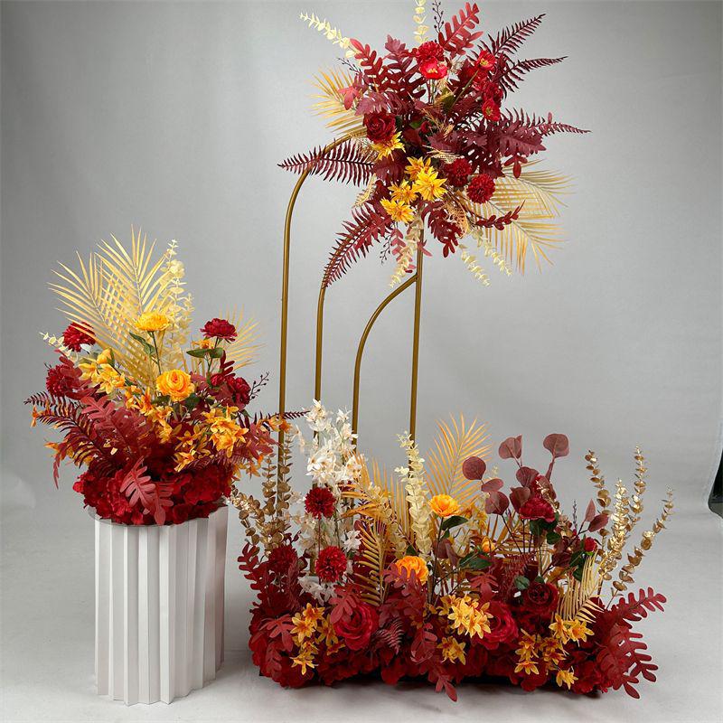 Wedding Floristry: Simulated Flower Scene Arrangement with Seven Optional Colors for T-Stage and Aisle Decoration