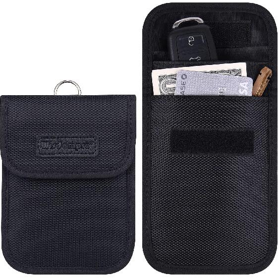 Wisdompro RFID Key FOB Protector for Car Key Signal Blocking, WP4697 Faraday Bag for Anti-Hacking, Anti-Theft Pouch