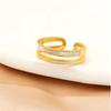 Light Luxury and Cold Style White Shell Zircon Open Titanium Steel Ring Women's High-end Accessories
