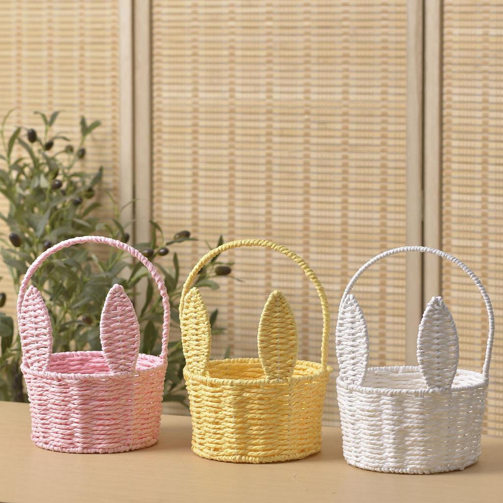 Woven Easter Basket for Kids Easter Bunny & Egg Hunt Basket for Display Vegetable Wedding Party Favors Baby Shower Gift Basket