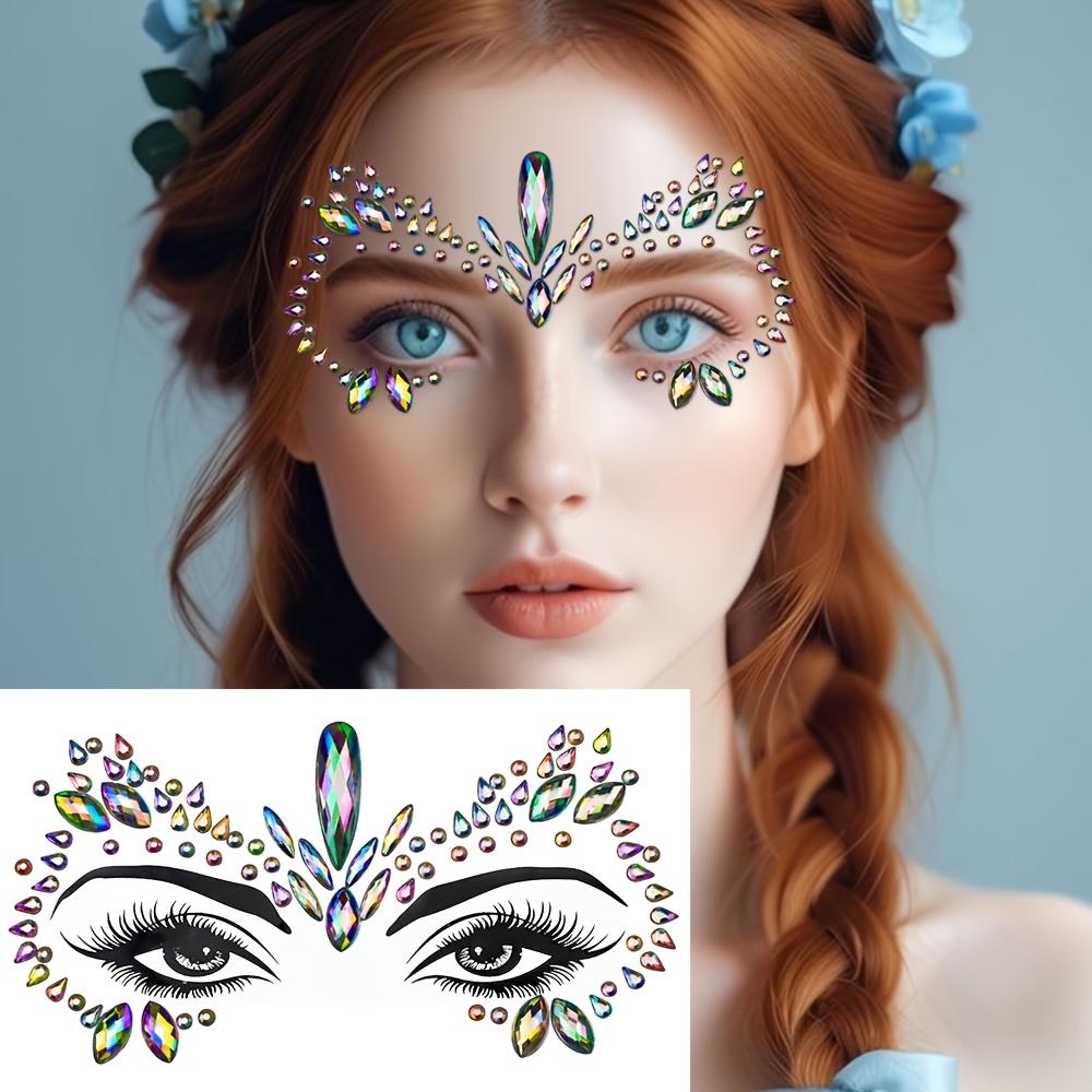 

AB Colorful Aurora Crystal Stickers Cat Makeup Festive Eye Forehead Embellishments Sparkling Rhinestone Design Face Gems Decals 5sheets/set Jewelry 5sheets/set різнокольорові кольору