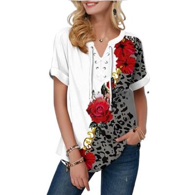 Moda damă ocazional vară primăvară mâneci scurte cu decolteu în V bluze și cămăși