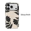 Bold Floral Abstract Black Cream Botanic Leaves Silhouette Art Film Aesthetic Protective Shockproof Bumper Phone Case For iPhone 14 15 16 Pro Max Plus