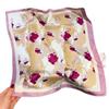 Spring and summer pink flower polyester small square scarf women's versatile commuter professional decoration silk scarf scarf sunscreen shawl