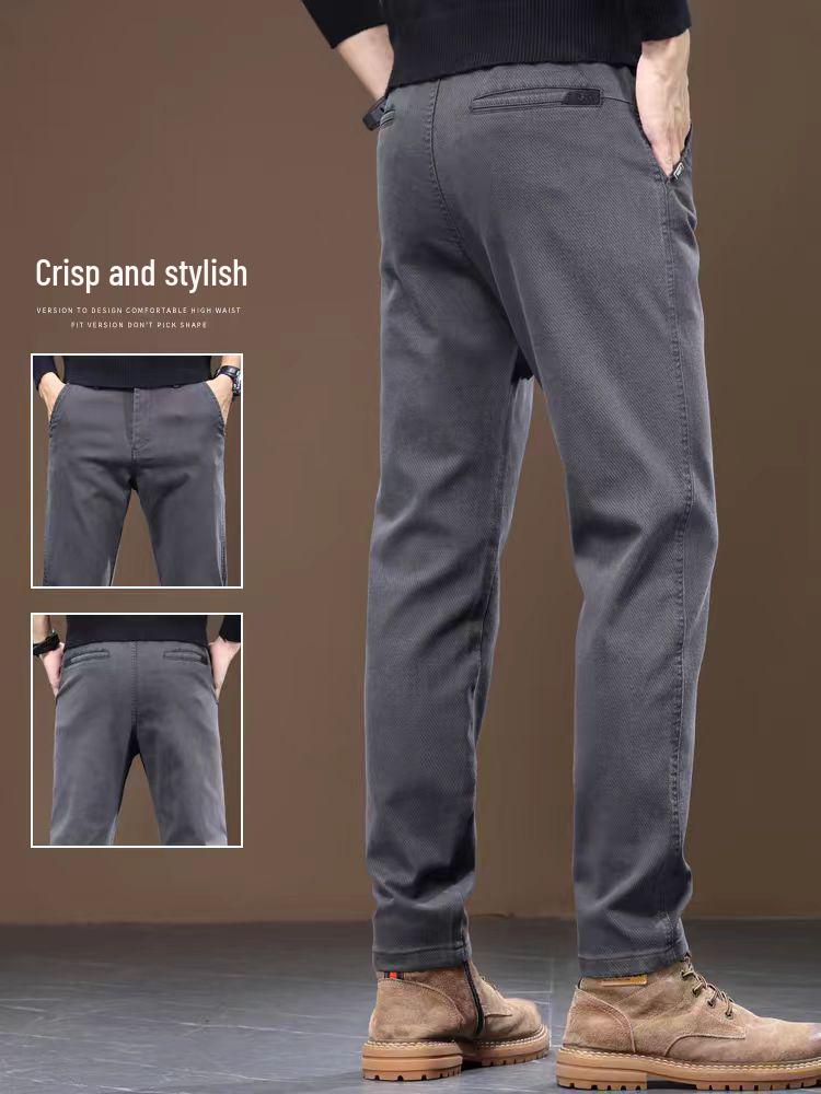Douyin Men's 2024 Winter Fleece-Lined Straight-Leg Casual Pants