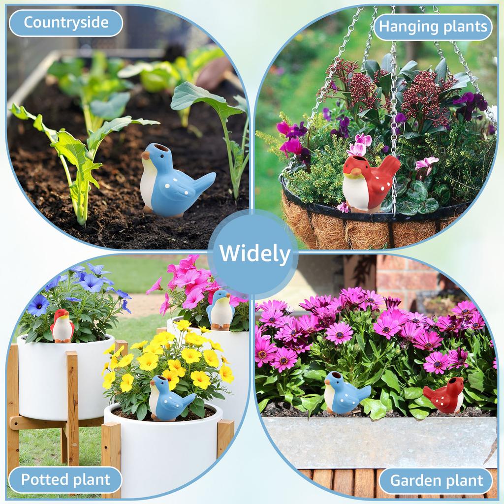 4Pcs Plant Self Watering Globes Bird Shaped Plant Watering Spikes Excellent Drainage Flower Pot Insert Garden Planter Decoration