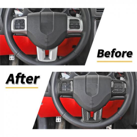 Carbon Fiber Steering Wheel Decor Cover Trim for Dodge Charger Challenger 09-14