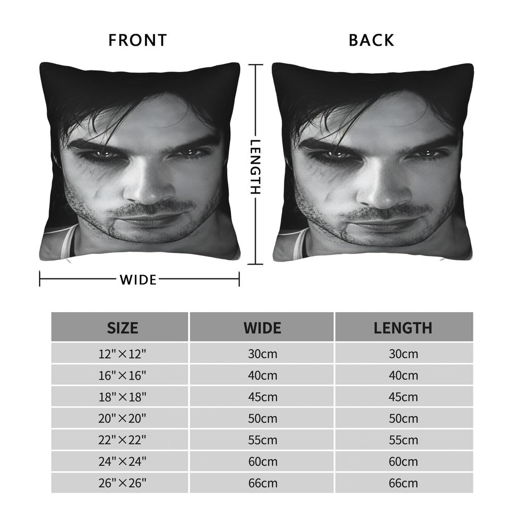 VIKAMA Vampire Diaries Damon Portrait Pillow Case  Design Pillow Cover Vintage Cushion Cover For Office Car Home Decor