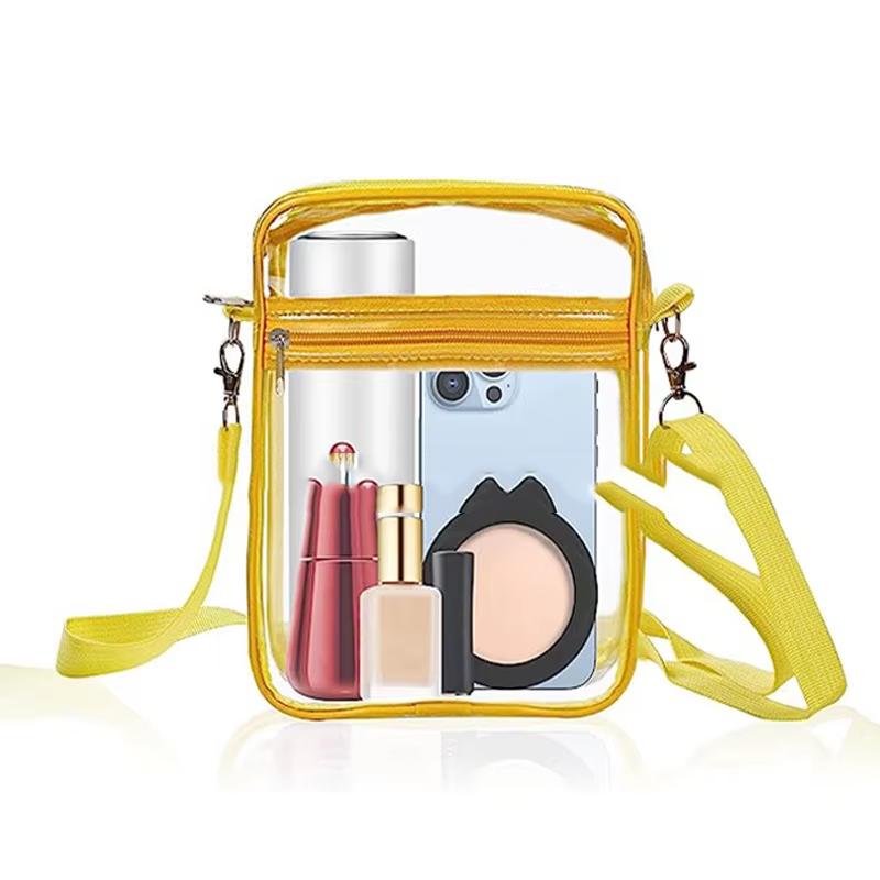 Women Clear Shoulder Bag Stadium Approved PVC Concert Transparent Purse Simple Crossbody Bag With Front Pocket Casual Handbag
