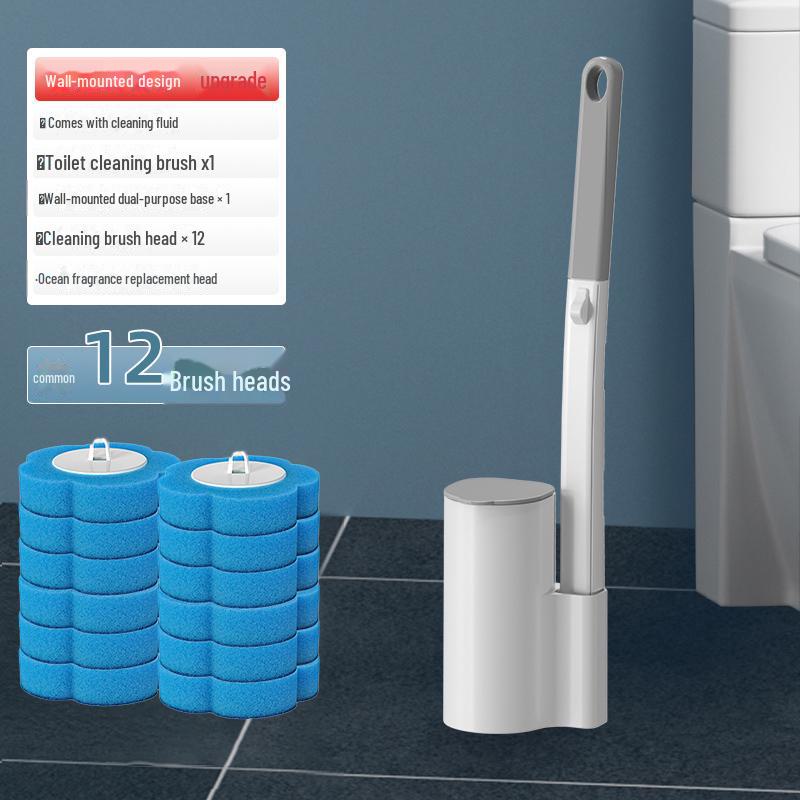 Engangs veggmontert toalettbørste for enkel utskifting og rengjøring uten vask