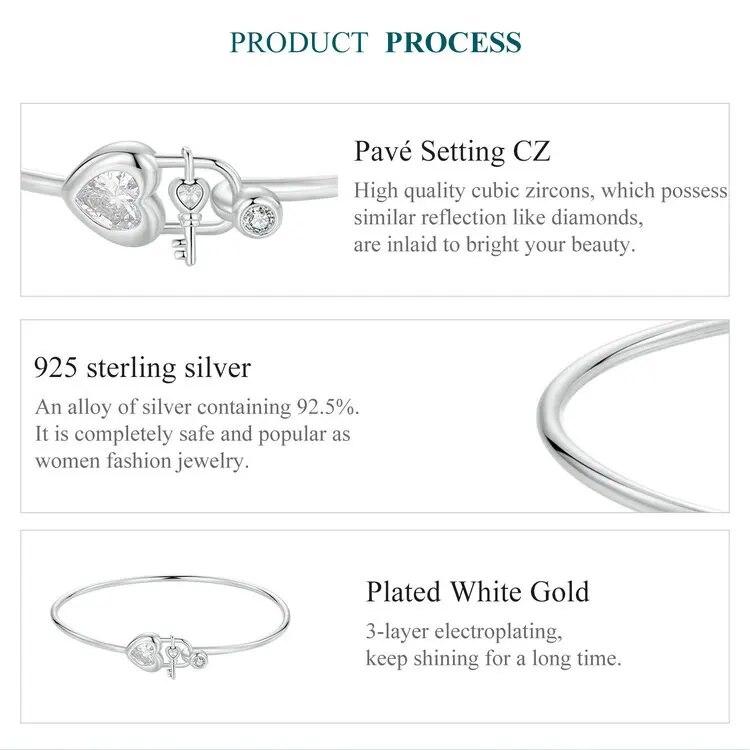 WOSTU Original 925 Sterling Silber Stapelbares Armband mit Herzverschluss und Liebesverschluss für das Handgelenk von Frauen im Alltag, Schmuck, Geschenk