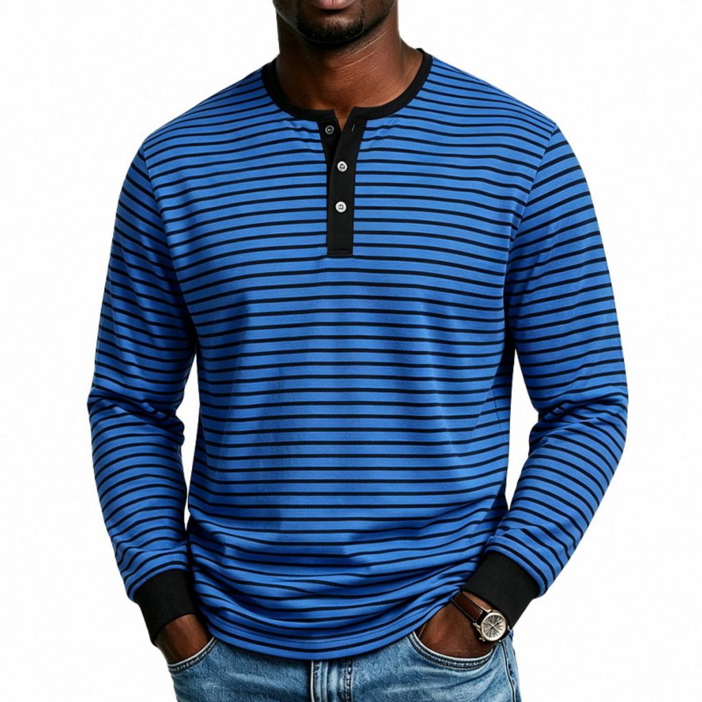 Men's Striped Long Sleeve T Shirt Base Layer for Athletic Commute Daily Wear