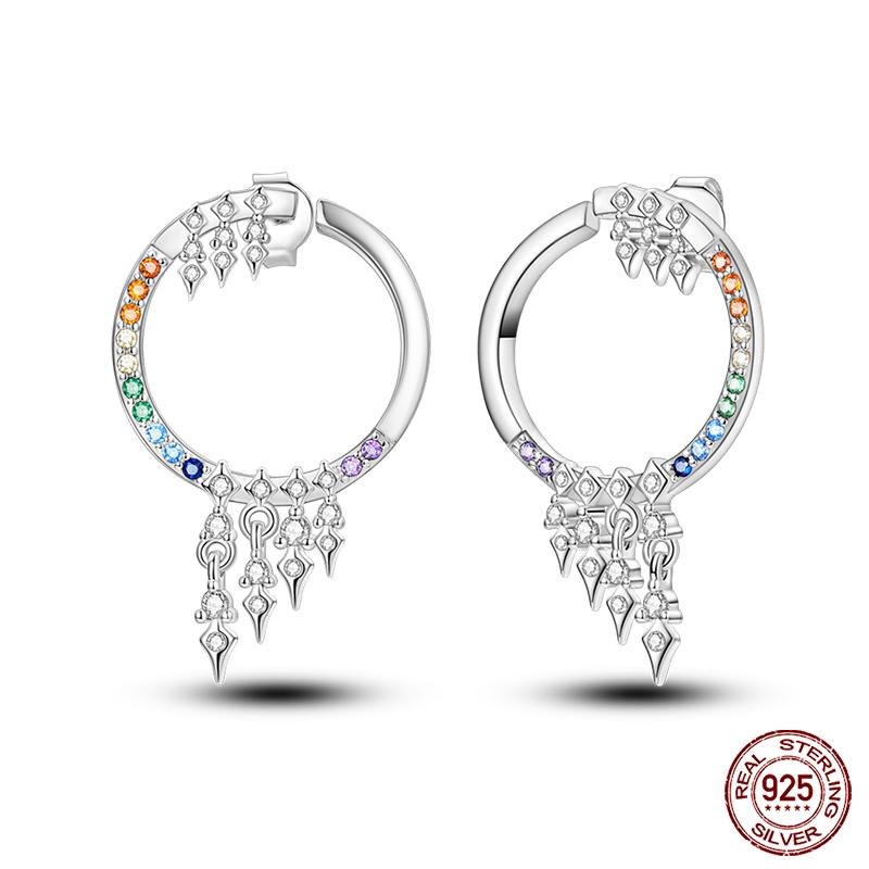 Boucles d'oreilles en argent sterling 925 pour femmes, pendentifs colorés en forme d'étoile, de papillon et d'œil du diable, bijoux de fête élégants