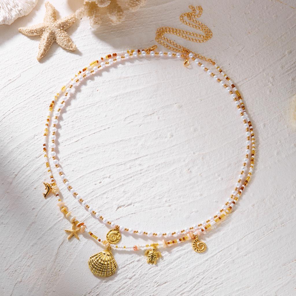 Boho Sexy Layered Rice Beads Tassel Waist Belly Chain For Women Summer Beach Sea Shell Conch Turtle Pearl Body Chain Jewelry