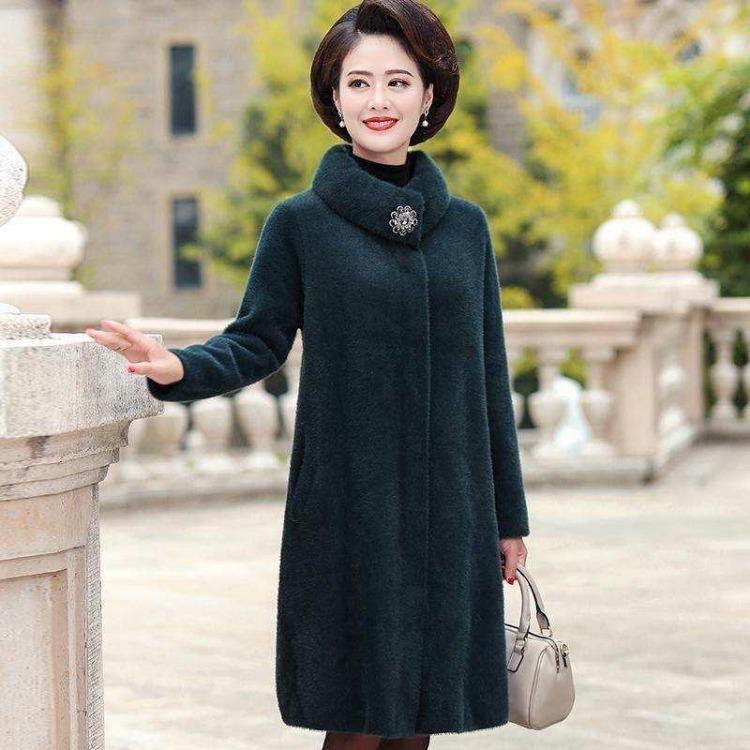 Warm Winter Faux Fur Coat Long Loose Overcoat Women Lapel Jacket Female Thick