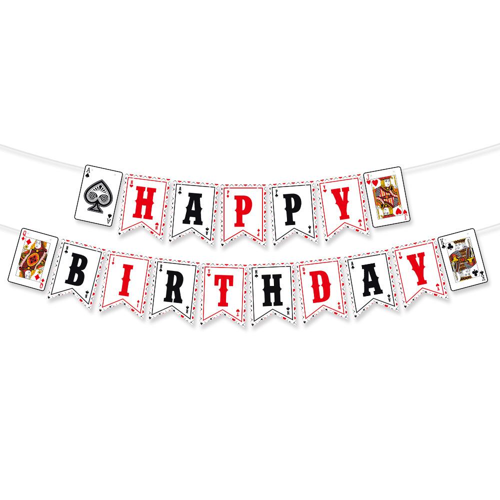 Party Decoration Banner Birthday Party Background Decoration Poker Flag Setting Props
