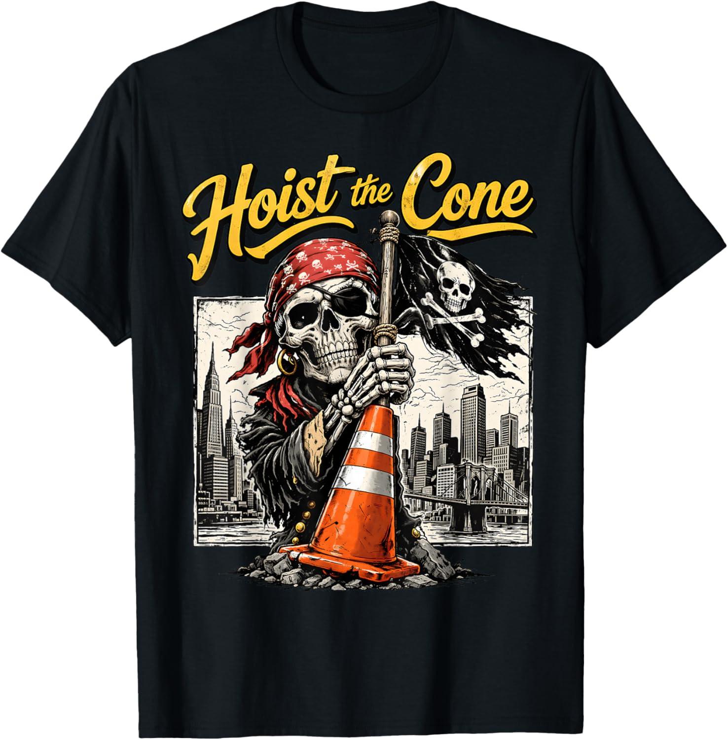Funny Skull Hoist The Cone Pirates Baseball T-Shirt S