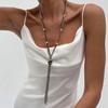 SHIXIN Elegante Collana con Ciondolo Nodo e Nappa Lunga da Donna Sexy Colore Oro Multistrato Catena per Maglione Gioiello per Collo Vestito