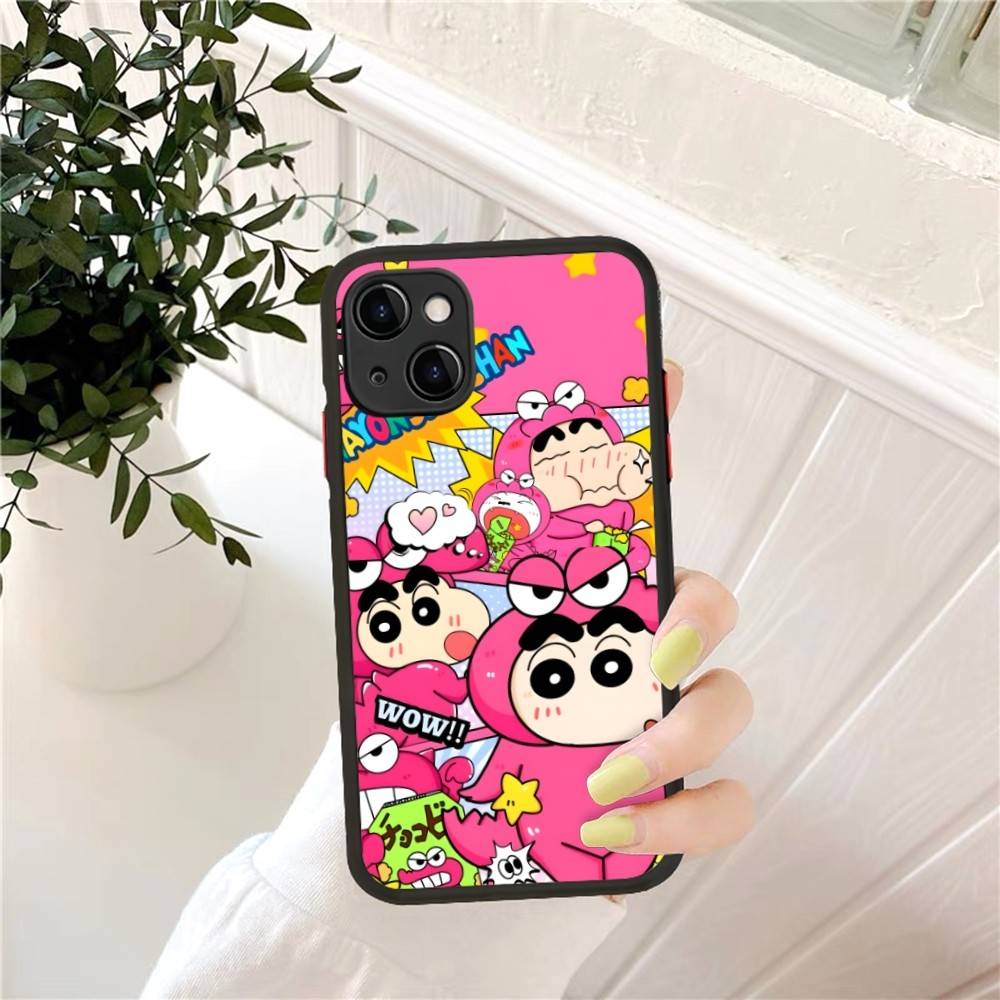 Crayons Shin-chan Phone Case for iPhone 14 11 12 13 Mini Pro Max 8 7 Plus X XR XS MAX Translucent Matte Cover