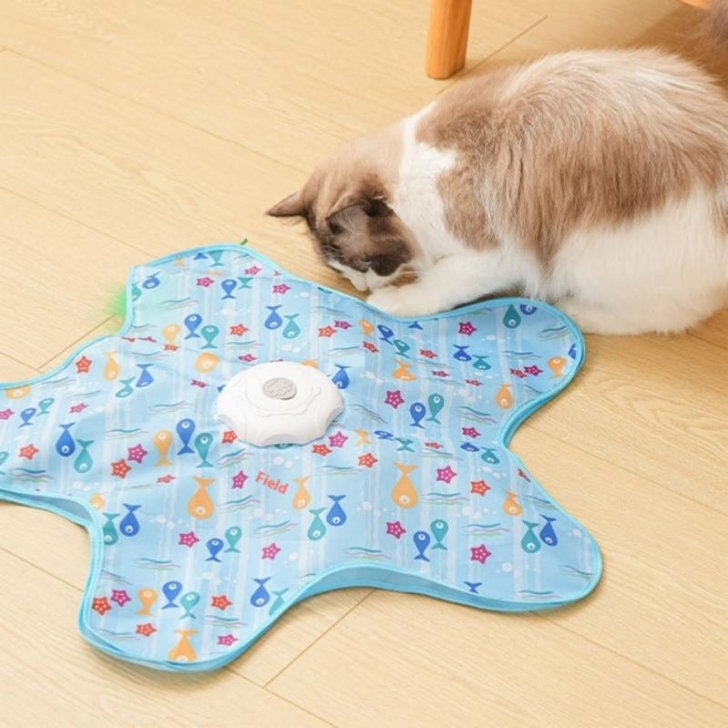 Cat Hide And Seek Double Layer Hunting Cat Toy With Mouse Squeaky Motion Activated Moving Interactive Concealed Feathers Toy