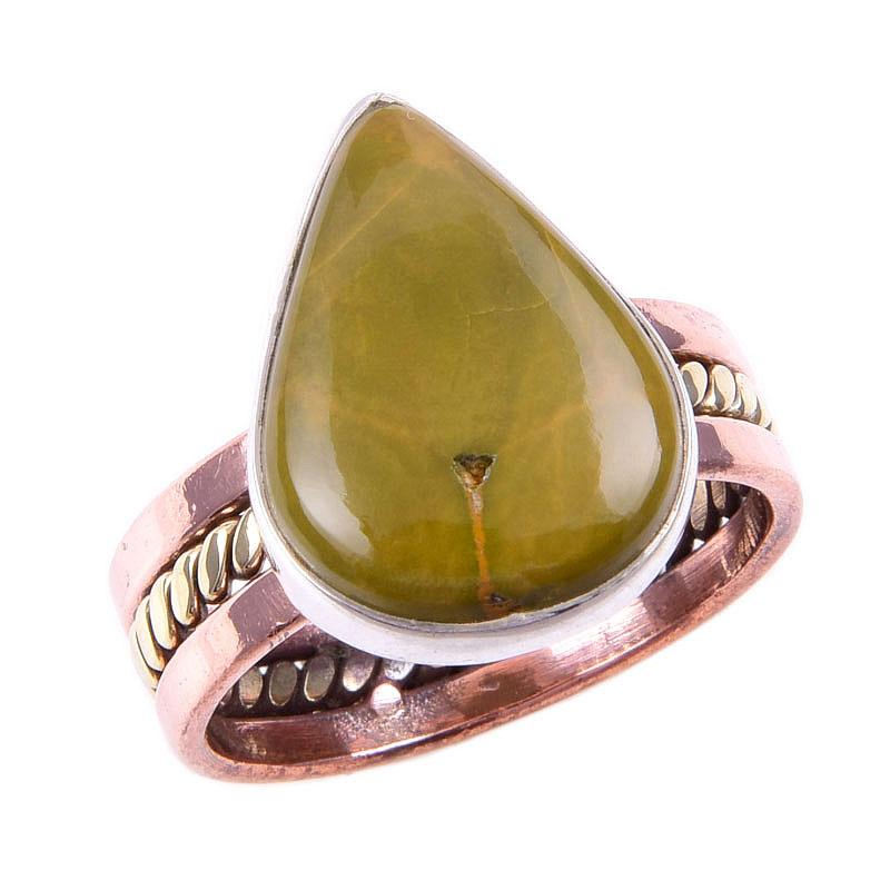 Natural Ocean Jasper Gemstone 925 Solid Silver Jewelry Two Tone Ring S.8US U5o08